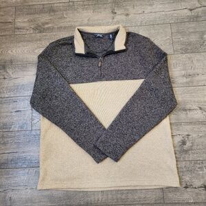 IZOD Sweater Fleece Mens Long Sleeve Quarter-Zip Pullover Size Large